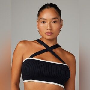 Savage X Fenty Lit Leisure bralette cropped top criss cross strappy knit square